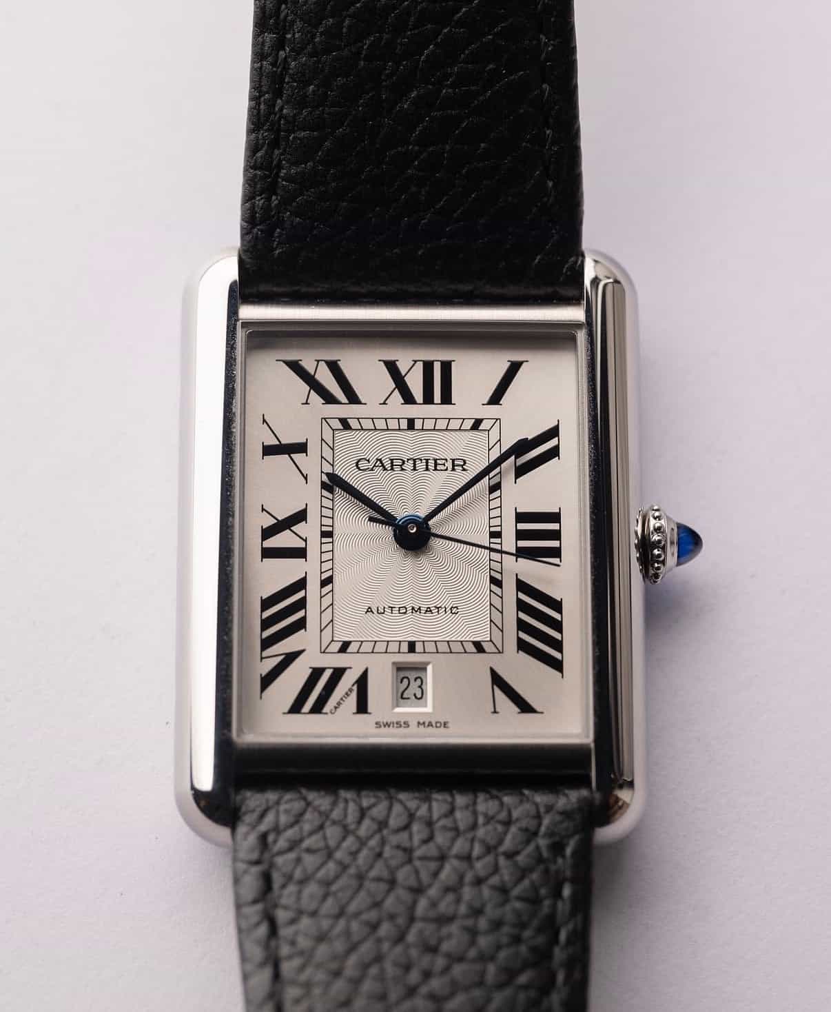 Cartier Tank malla de cuero